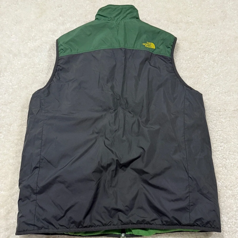 The North Face Vest Men Large Green Grey Reversible PrimaLoft Fleece Puffer